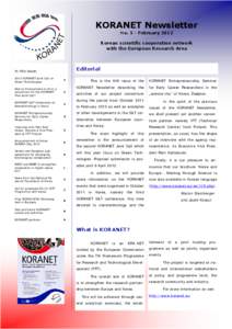 KORANET Newsletter No. 5 - February 2012 Korean scientific cooperation network with the European Research Area