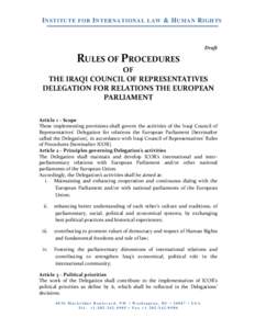 I NSTITUTE FOR I NTERNATIONAL LAW & H UMAN R IGHTS  Draft RULES OF PROCEDURES OF