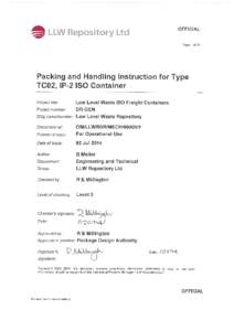 OFFICIAL  Page 2 of 31 Packing and Handling Instruction for Type TC02, IP-2 ISO Container