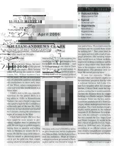 In This Issue! Featured Article Williams Andrews Clark........................1  Special