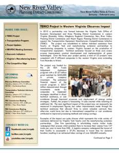 New River Valley News & Views January – February 2014 INSIDE THIS ISSUE: • TEMCI Project • Transportation Program