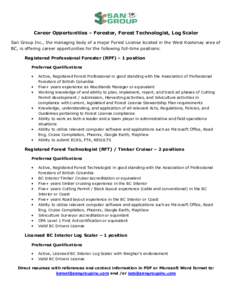 Microsoft Word - Career Opportunity - Timber Cruiser - San Group Inc July[removed]docx