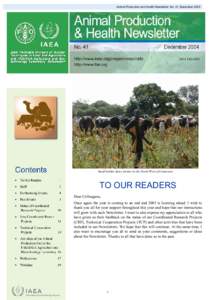 Animal Production and Health Newsletter, No. 41, December[removed]Small-holder dairy farmer in the North-West of Cameroon TO OUR READERS Dear Colleagues,