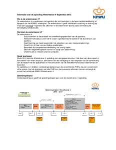 Informatie over de opleiding Wielertrainer 4 September 2015 Wie is de wielertrainer 4? De wielertrainer 4 is werkzaam met sporters die zich bevinden in de fasen talentontwikkeling of topsport van het KNWU- wielerplan. De