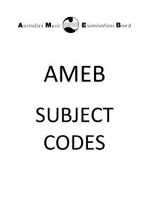 AMEB SUBJECT CODES INDEX Page 1 Keyboard and Singing