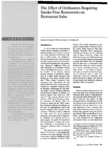 The Effect of Ordinances Requiring Smoke-Free Restaurants on Restaurant Sales Stanton A. Glantz, PhD, and Lisa R. A. Smith, BA