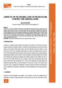 Bova G. ASPECTS OF ECONOMIC LIFE IN FRANCOLISE DURING THE MIDDLE AGES