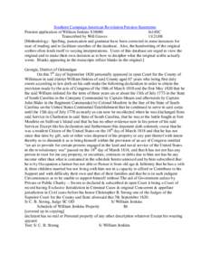 Southern Campaign American Revolution Pension Statements Pension application of William Jenkins S38080 fn14SC Transcribed by Will Graves[removed]Methodology: Spelling, punctuation and grammar have been corrected in som