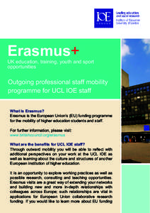 Erasmus+  UK education, training, youth and sport opportunities  Outgoing professional staff mobility