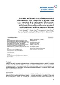 Synthesis and stereochemical assignments of diastereomeric Ni(II) complexes of glycine Schiff base with (R)-2-(N-{2-[N-alkyl-N-(1-phenylethyl)amino]acetyl}amino)benzophenone; a case of
