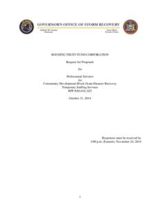 HOUSING TRUST FUND CORPORATION Request for Proposals for Professional Services for Community Development Block Grant-Disaster Recovery