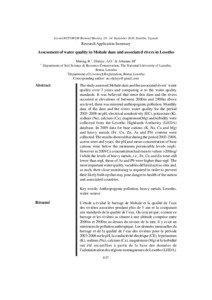 Water pollution / Earth / Mohale Dam / Rivers / Lesotho Highlands Water Project / Water Supply (Water Quality) Regulations / Katse Dam / Lesotho / Water quality / Water / Vaal River / Political geography