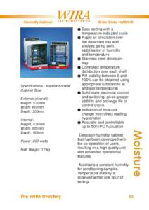 Humidity Cabinet  Order Code: HMD:001 G Easy setting with a  temperature indicated scale