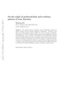 arXiv:1311.4405v1 [quant-ph] 15 Nov[removed]On the origin of preferred-basis and evolution