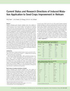 Current Status and Research Directions of Induced Mutation Application to Seed Crops Improvement in Vietnam M Q Vinh1,3,*, D K Thinh2, D T Bang1, D H At1 & L H Ham1 Abstract