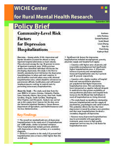 WICHE Center for Rural Mental Health Research Policy Brief  Community-Level Risk