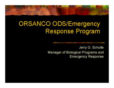 Ohio River Valley Sanitation Commission ORGANICS DETECTION SYSTEM/Emergency Response Program