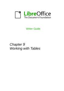 Writer Guide  Chapter 9 Working with Tables  Copyright