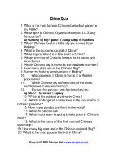 Sichuan / Western China / Chinese cuisine / Beijing / Gao Xingjian / Giant panda / China / Han Chinese