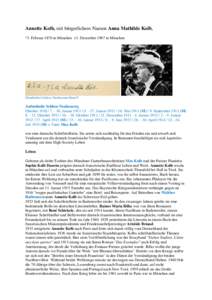 Annette Kolb, mit bürgerlichem Namen Anna Mathilde Kolb, *3. Februar 1870 in München +3. Dezember 1967 in München Gästebücher Schloss Neubeueurn Band V  Aufenthalte Schloss Neubeuern: