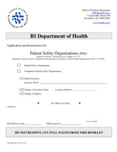 Office of Facilities Regulation [removed] 3 Capitol Hill, Room 306 Providence, RI[removed]www.health.ri.gov