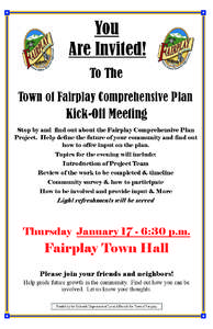 You Are Invited! To The Town of Fairplay Comprehensive Plan  Kick-Off Meeting