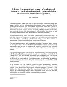 Lifelong development and support of teachers and leaders in rapidly changing schools: an extended view on educational and voca