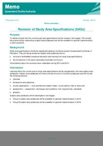 Memo[removed]Senior secondary: Revision of Study Area Specifications (SASs)