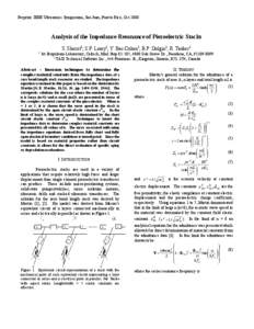 Preprint: IEEE Ultrasonics Symposium, San Juan, Puerto Rico, Oct[removed]Analysis of the Impedance Resonance of Piezoelectric Stacks