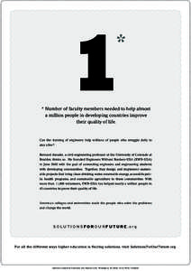 1  * * Number of faculty members needed to help almost a million people in developing countries improve