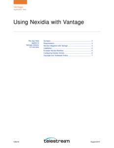 Vantage Application Note Using Nexidia with Vantage App Note Title This App Note