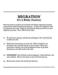 MIGRATION  It’s A Risky Journey Play this game to explore the hazards and helpers migratory animals encounter on their long-distance journeys. A series of numbered cards are placed in this area. Begin by choosing the b