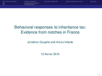 Behavioral responses to inheritance tax:  Evidence from notches in France