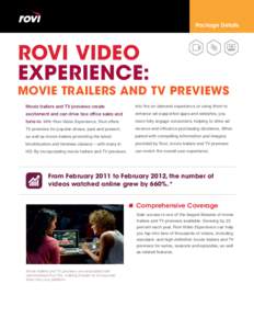 Rovi Video Experience: Movie Trailers & TV Previews Package Details