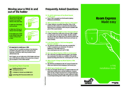 RE eTAG Installation guide SLIMLINE_Layout[removed]:30 PM Page 1  Moving your e-TAG in and out of the holder We recommend that you remove your e-TAG only