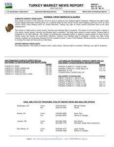 TURKEY MARKET NEWS REPORT ISSN[removed]U.S. Department of Agriculture Agricultural Marketing Service