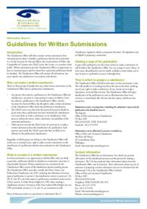 Information Sheet 4  Guidelines for Written Submissions Introduction  The Classification Office will often consider written submissions from