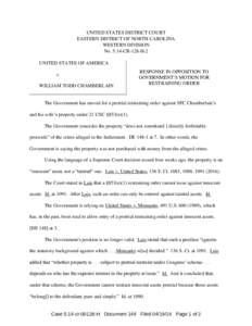 UNITED STATES DISTRICT COURT EASTERN DISTRICT OF NORTH CAROLINA WESTERN DIVISION No. 5:14-CR-128-H-2 UNITED STATES OF AMERICA v.