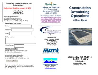Construction Dewatering Operations Training Class Registration Deadline: January 8, 2015 Altitude Training 688 Entrada Dr. Golden CO, 80401