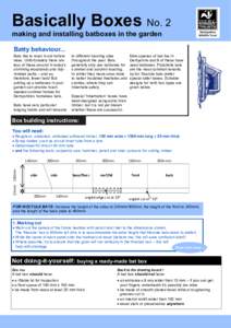 Basically Boxes No. 2 making and installing batboxes in the garden Batty behaviour... Bats like to roost in old hollow trees. Unfortunately there are less of these around in today’s