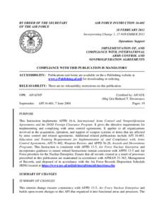 Numbered Air Force / International Traffic in Arms Regulations / Arms control / International relations / United States federal executive departments / Military science / Bureau of Verification /  Compliance /  and Implementation / United States Department of the Air Force / United States Air Forces in Europe / United States Air Force