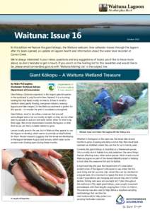 Waituna Lagoon No other place like it Waituna: Issue 16  October 2013