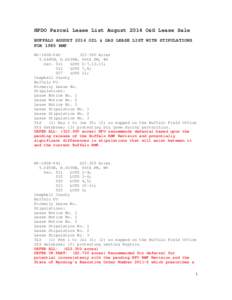 HPDO Parcel Lease List August 2014 O&G Lease Sale BUFFALO AUGUST 2014 OIL & GAS LEASE LIST WITH STIPULATIONS FOR 1985 RMP WY[removed] Acres T.0440N, R.0690W, 06th PM, WY