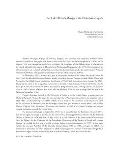 A.H. de Oliveira Marques, the Historian’s Legacy  Maria Helena da Cruz Coelho