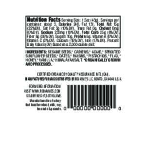 es  Nutrition Facts Serving Size: 1.5oz (43g), Servings per container: about 3, Calories 240, Fat 131, Total Fat 15g (22%DV), Sat Fat 2g (10%DV), Trans Fat 0g, Cholest 0mg (0%DV), Sodium 233mg (10%DV), Total Carb 25g (8%