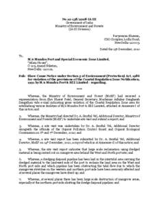 No[removed]IA-III Government of India Ministry of Environment and Forests (IA-III Division) Paryavaran Bhawan, CGO Complex, Lodhi Road,