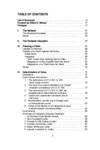 TABLE OF CONTENTS List of Acronyms . . . . . . . . . . . . . . . . . . . . . . . . . . . . . . . . . . . . . . 9 Forward by Alfred G. Moresi . . . . . . . . . . . . . . . . . . . . . . . . . . . . 11 Prologue . . . . . .