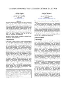 Gestural Control of Real-Time Concatenative Synthesis in Luna Park Grégory Beller Georges Aperghis  Computer Music Designer