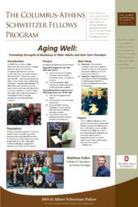 Aging Well:  Promoting Strengths & Resilience in Older Adults and their Care Providers Introduction  By 2030, the number of older