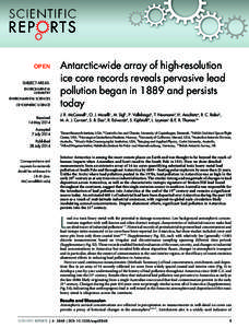 OPEN SUBJECT AREAS: ENVIRONMENTAL CHEMISTRY ENVIRONMENTAL SCIENCES CRYOSPHERIC SCIENCE